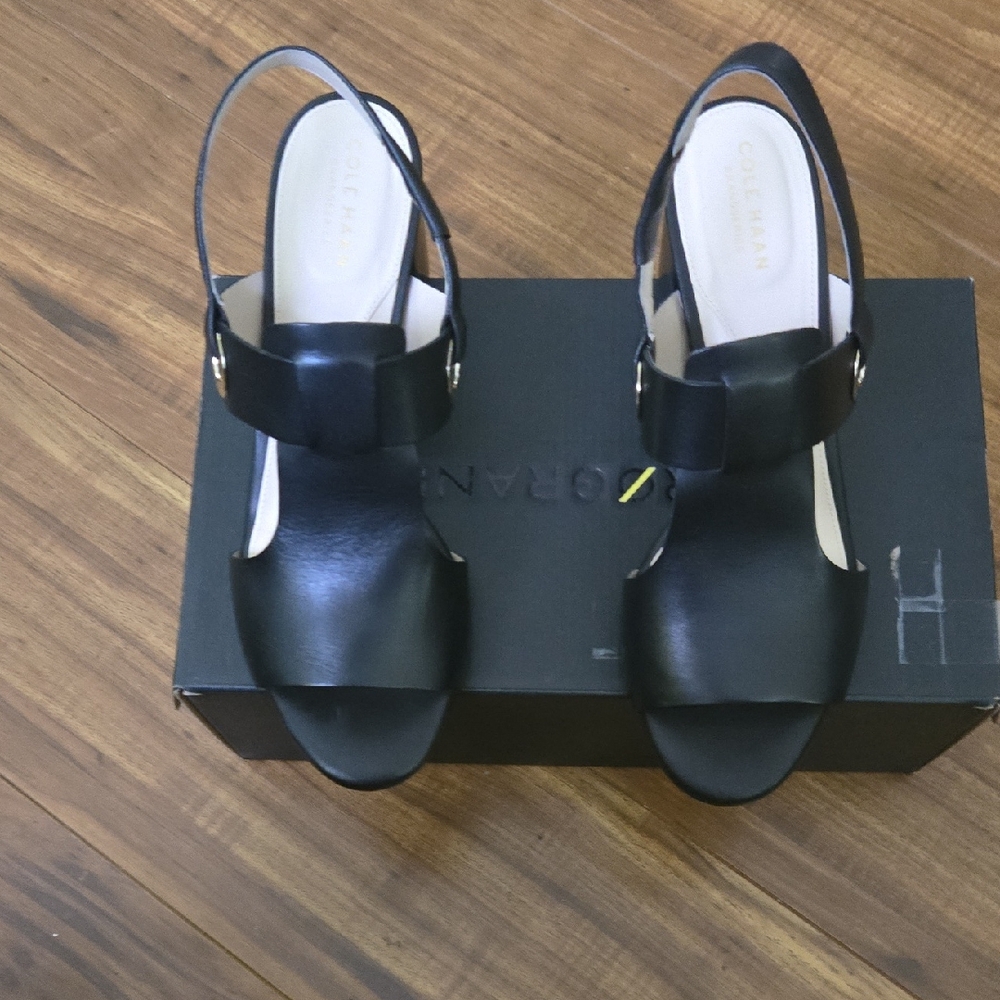 Cole Haan Elegant Black Leather Sandals